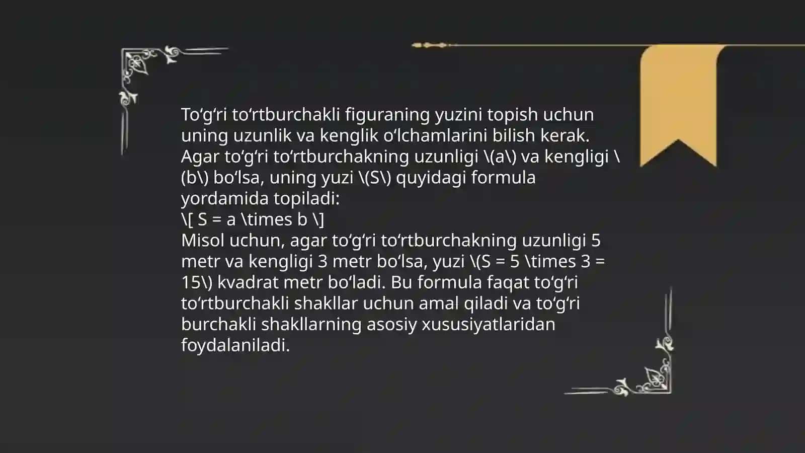 To‘g‘ri to‘rtburchakli figuraning yuzini topish 3