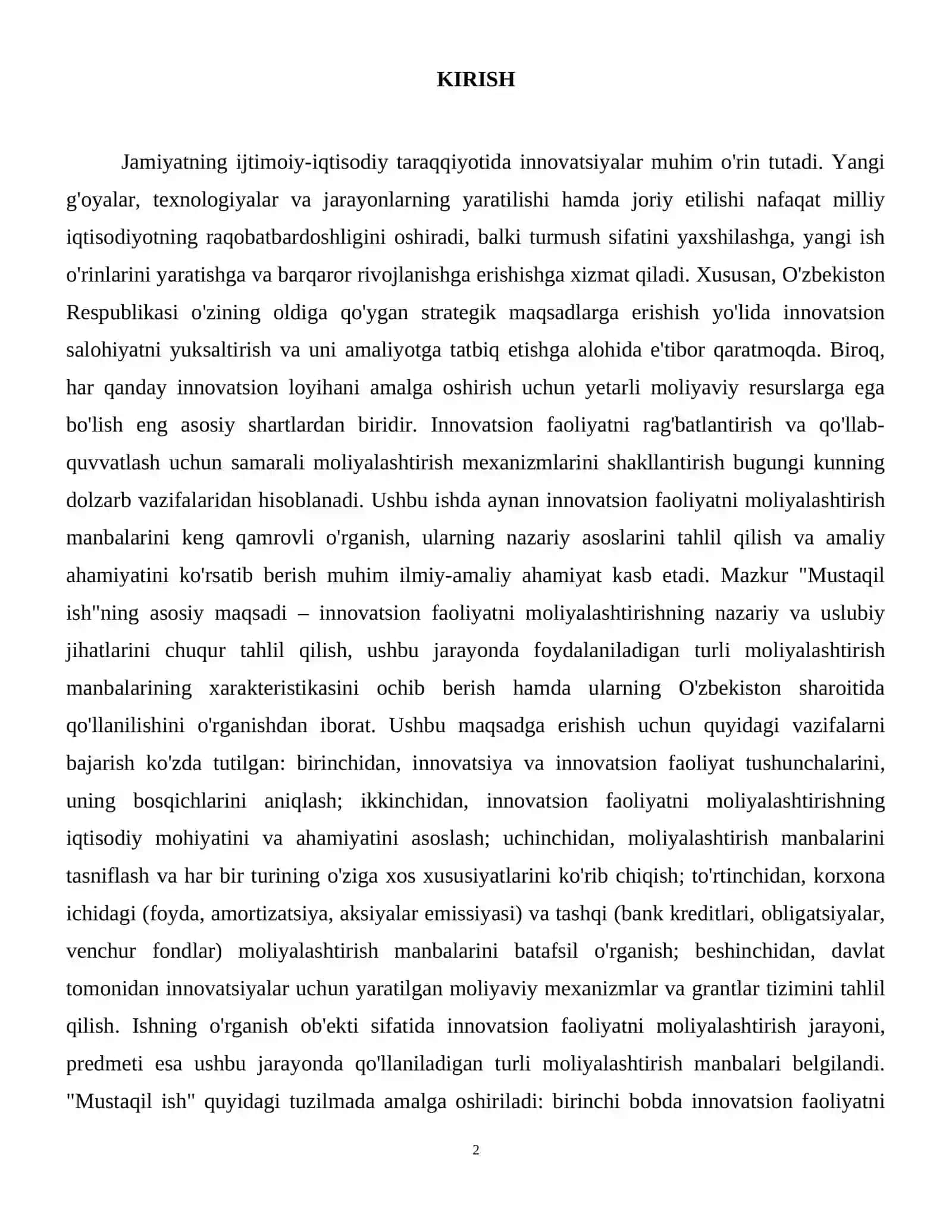 Innovatsion faoliyatni moliyalashtirish manbalari 3
