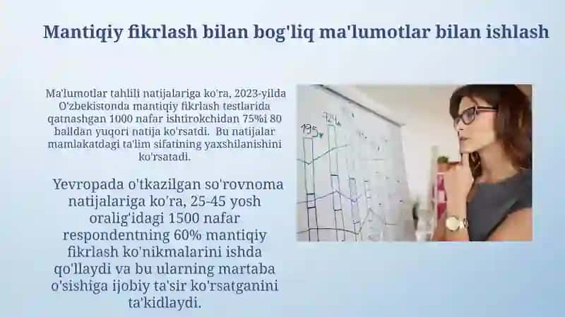 Mantiqiy fikrlashga oid ma'lumotlar bilan ishlash 3