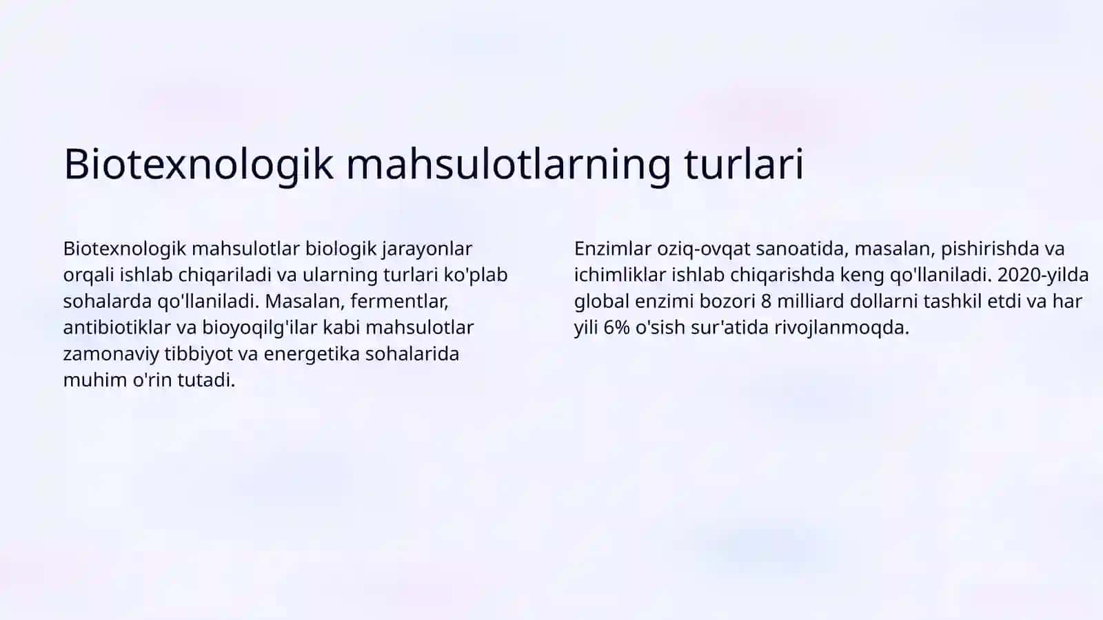 Biotexnologik mahsulotlarni ajratish, tozalash va modifikatsiyalash 3