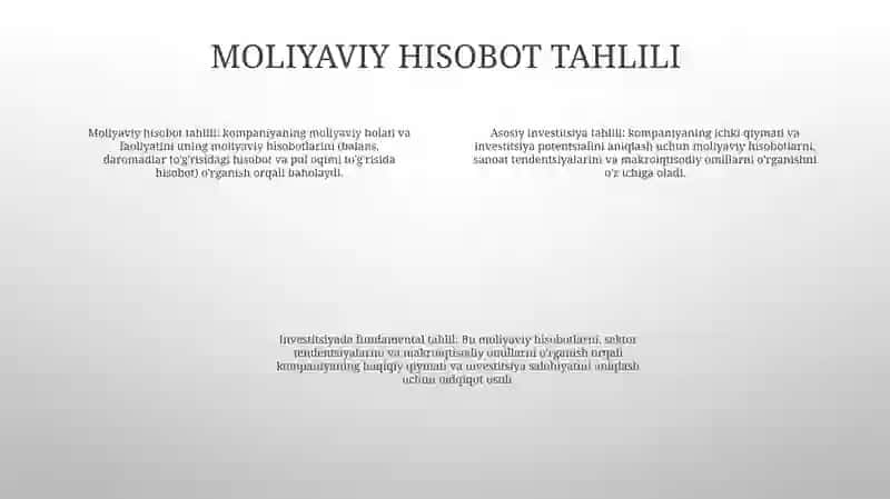 Investitsiyada Fundamental Tahlillar 3