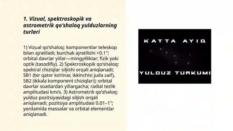 Qoʻshaloq yulduzlar.Nostatsionar yulduzlar 3