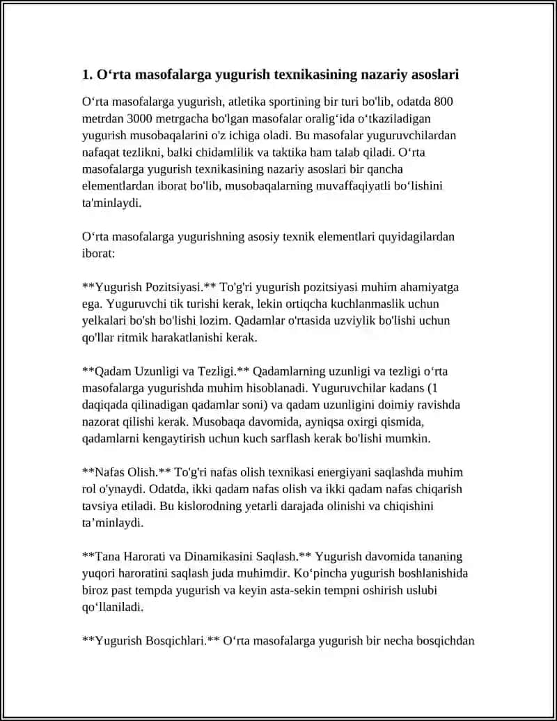 Oʻrta masofalarga yugurish texnikasi 3