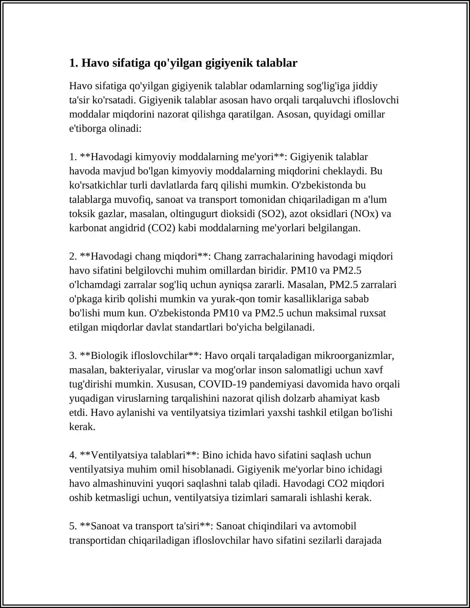 ZAMONAVIY TURAR- JOYLAR VA SHAHARLARDAGI YASHASH MAVZELARIGA BO‘LGAN GIGENIK TALABLAR 3