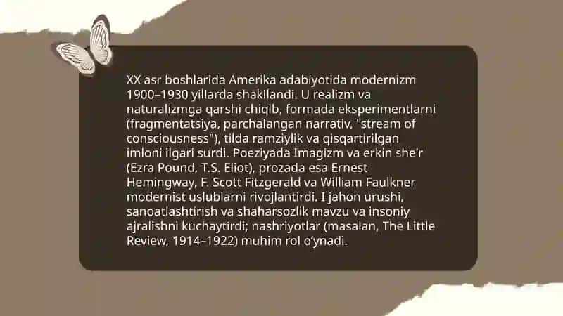 XX asr boshlarida Amerika adabiyoti 3