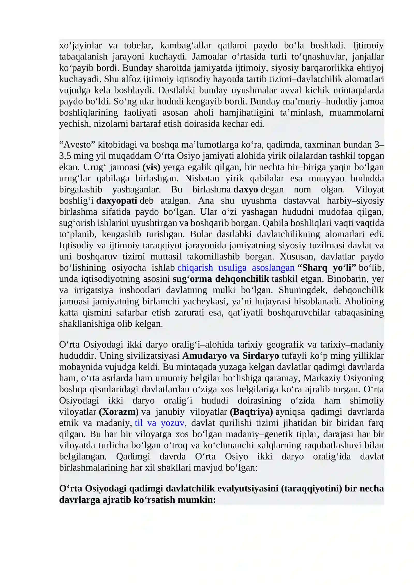 O‘zbekiston hududida dastlabki davlat uyushmalarining vujudga kelishi 3