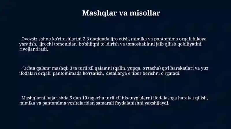 Sahnada Taqlid va Pandomimaning Qo‘llanilishi 3