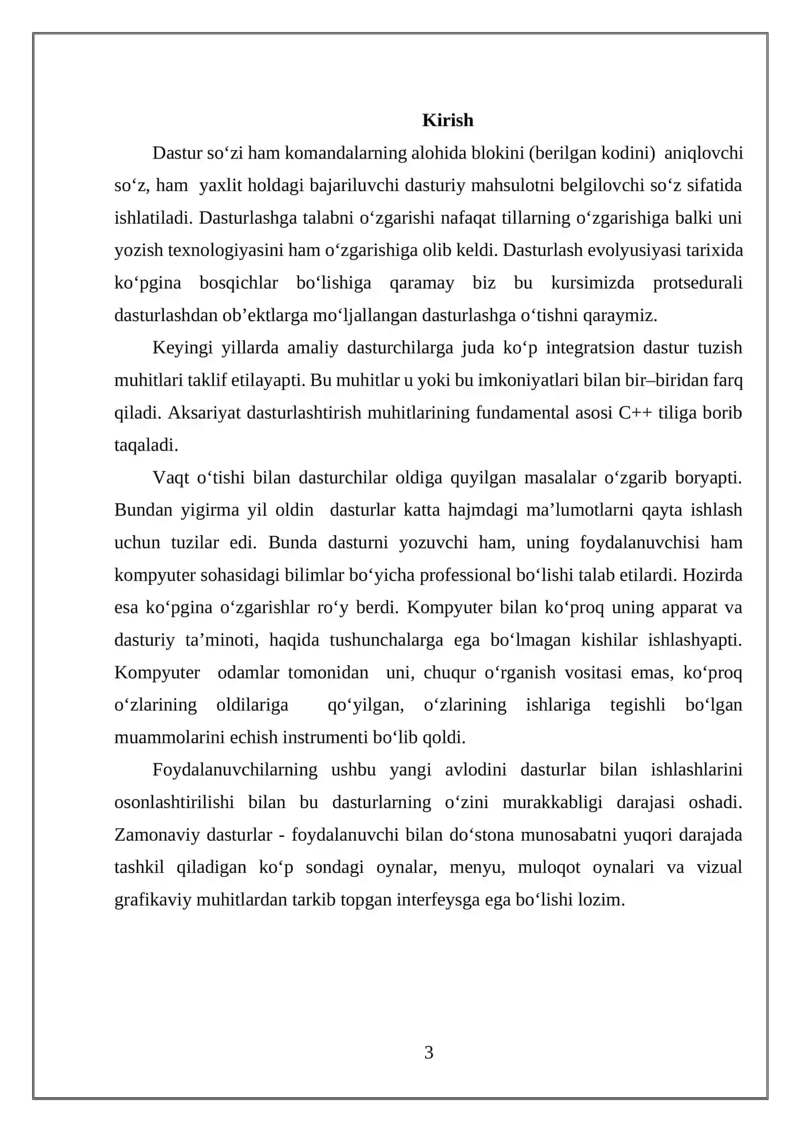 MASSIVLAR MAVZUSIDAGI KURS ISHI 3