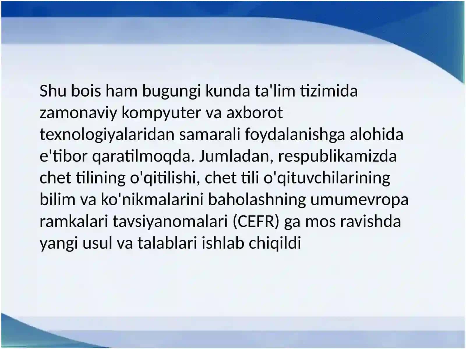 Ingliz tilini o’qitishdagi zamonaviy metodlarni tahlil qilish va baholash 3