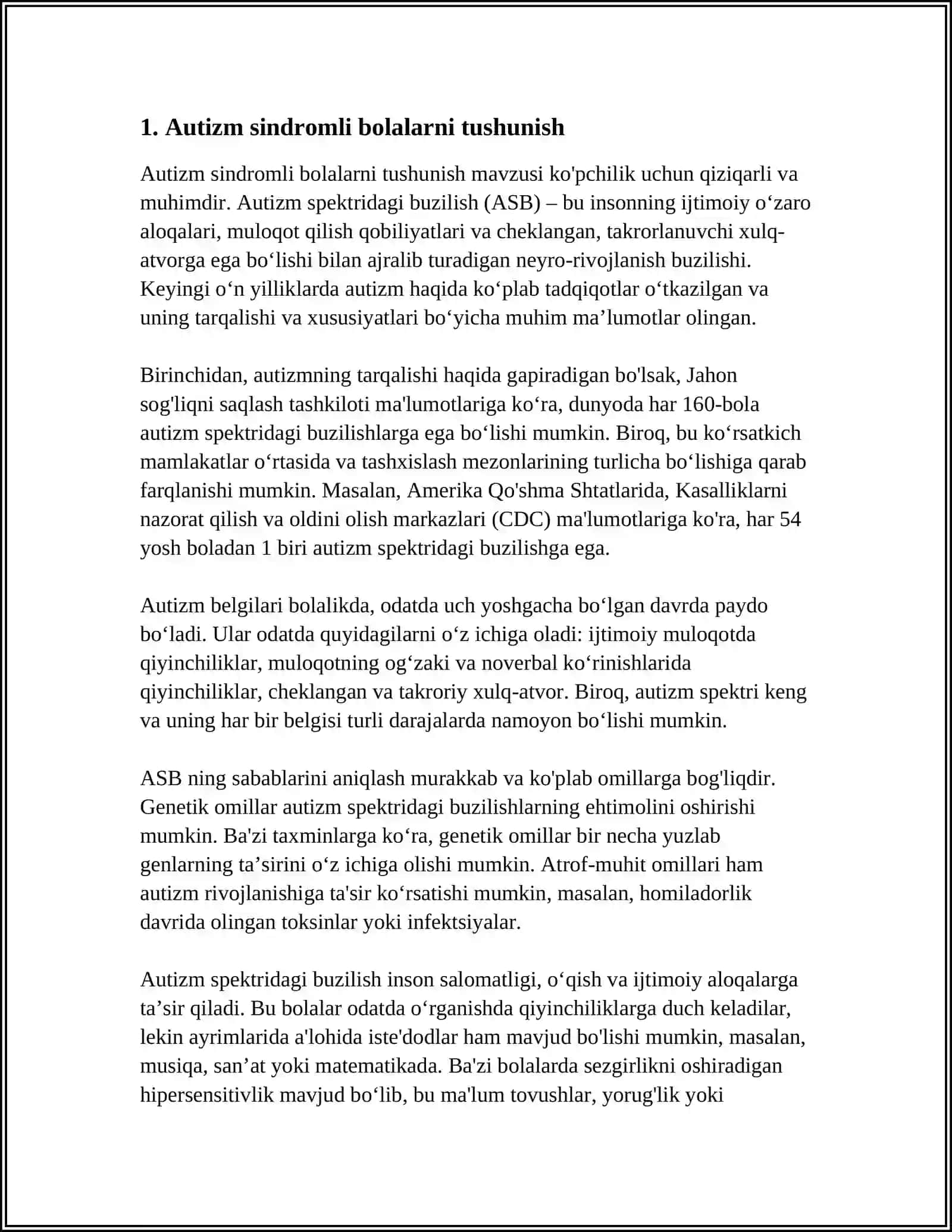 About AUTIZM SINDROMLI BOLALAR BILAN ISHLASH 3