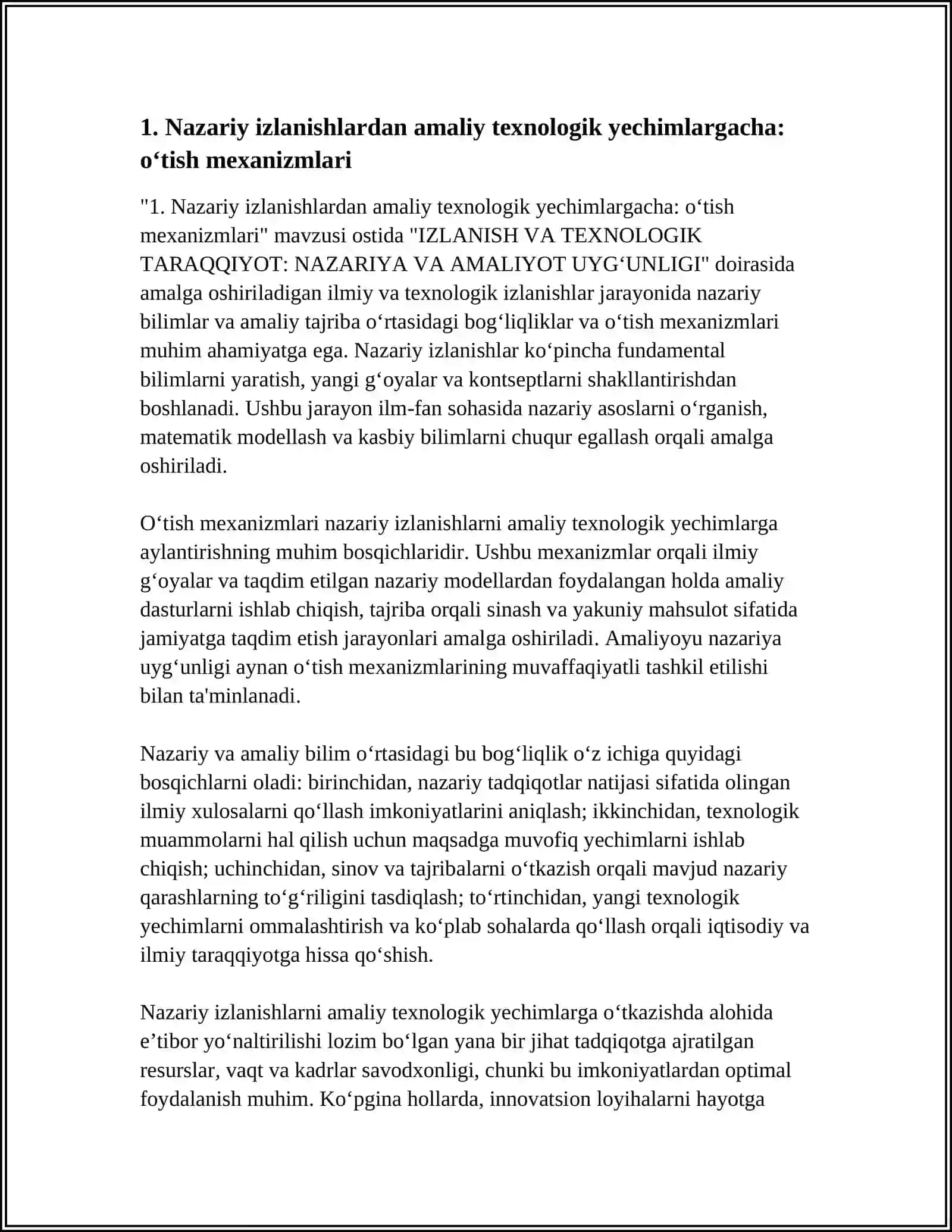 IZLANISH VA TEXNOLOGIK TARAQQIYOT: NAZARIYA VA AMALIYOT UYG‘UNLIGI 3