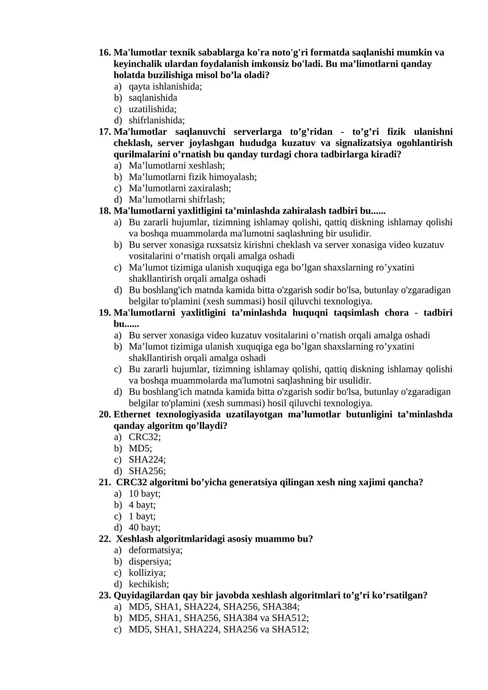 Kriptografiya fan test 3