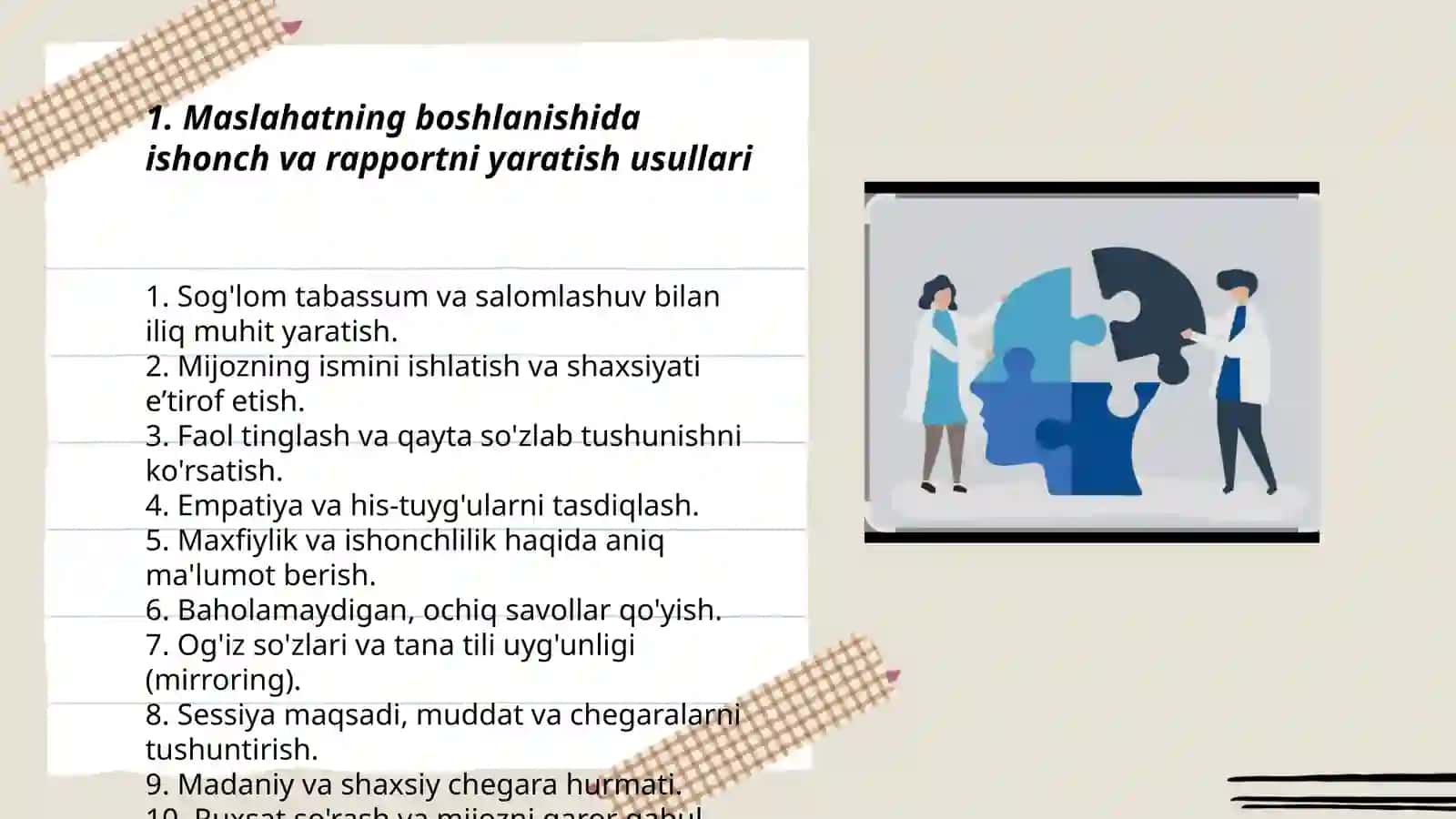 Psixologik maslahatda kontakt oʻrnatish 3