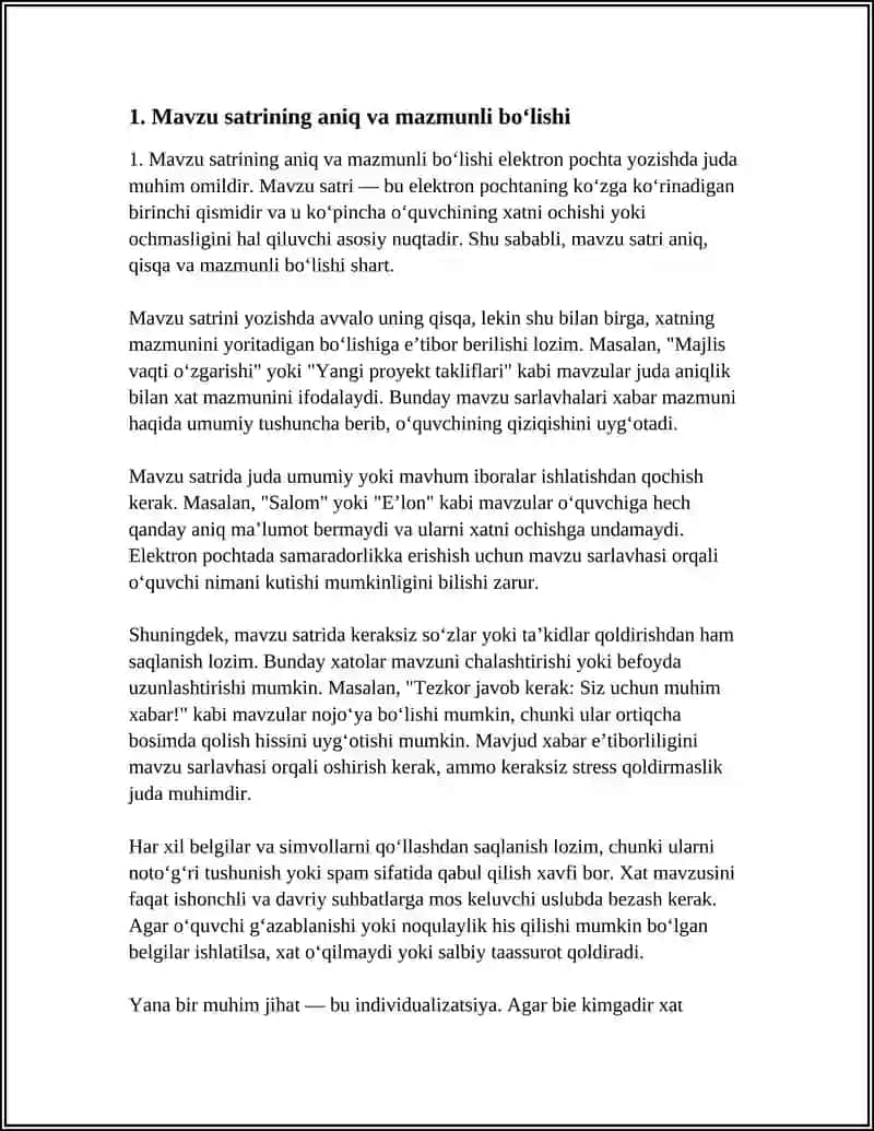 ELEKTRON POCHTA YOZISHDAGI ODOBLAR: NIMA QILISH MUMKIN NIMA QILISH MUMKIN EMAS 3
