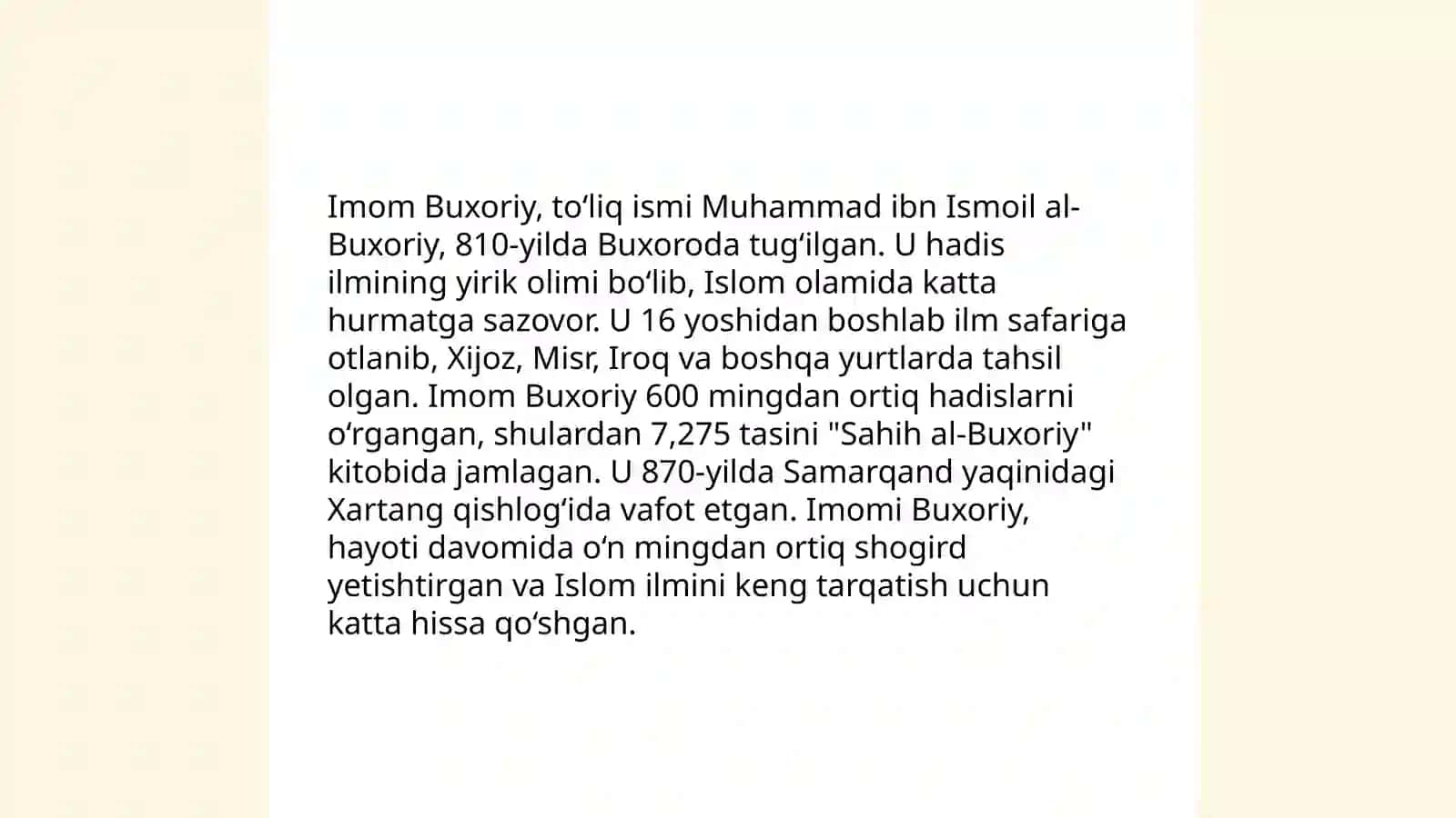 Imom Buxoriy va Imom Termiziyning hadis ilmiga qo'shgan hissalari 3