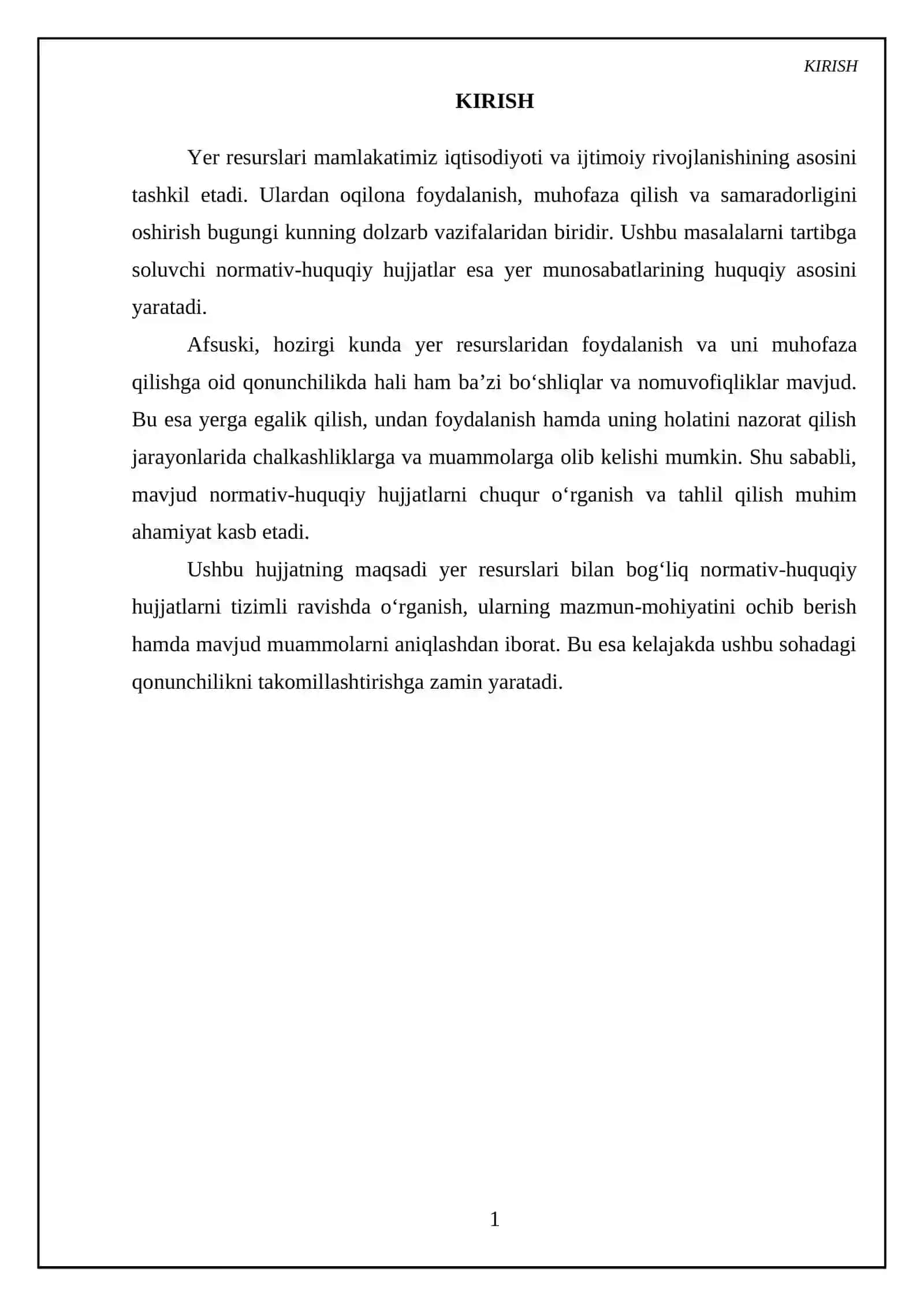 Yer resurslari bilan bog‘liq normativ huquqiy hujjatlar bilan tanishish 3