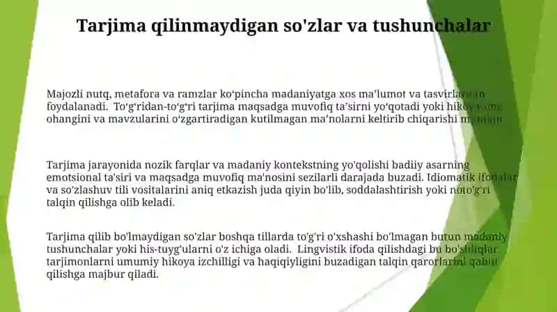 Badiiy Adabiyotda tarjimaning muammolari 3