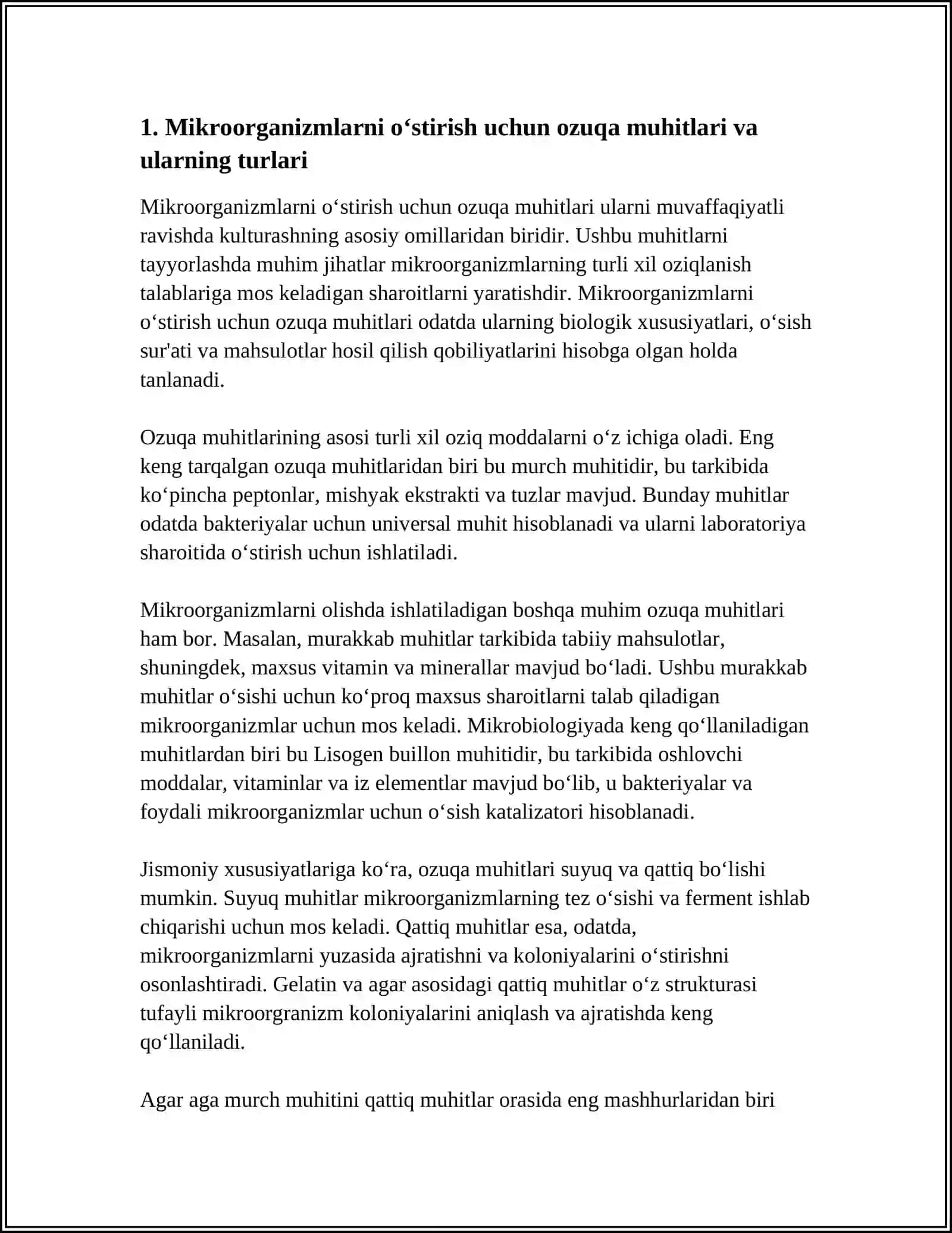 MIKROORGANIZMLARNI KULTURALASHNING BIOTEXNOLOGIK JARAYONLARI 3