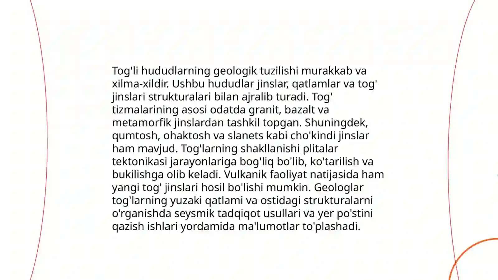 Tog'li hududlarning geologik tuzilishi 3