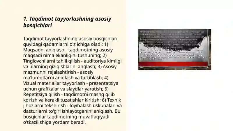 Taqdimot tayyorlash va taqdim etish usul va vositalari 3