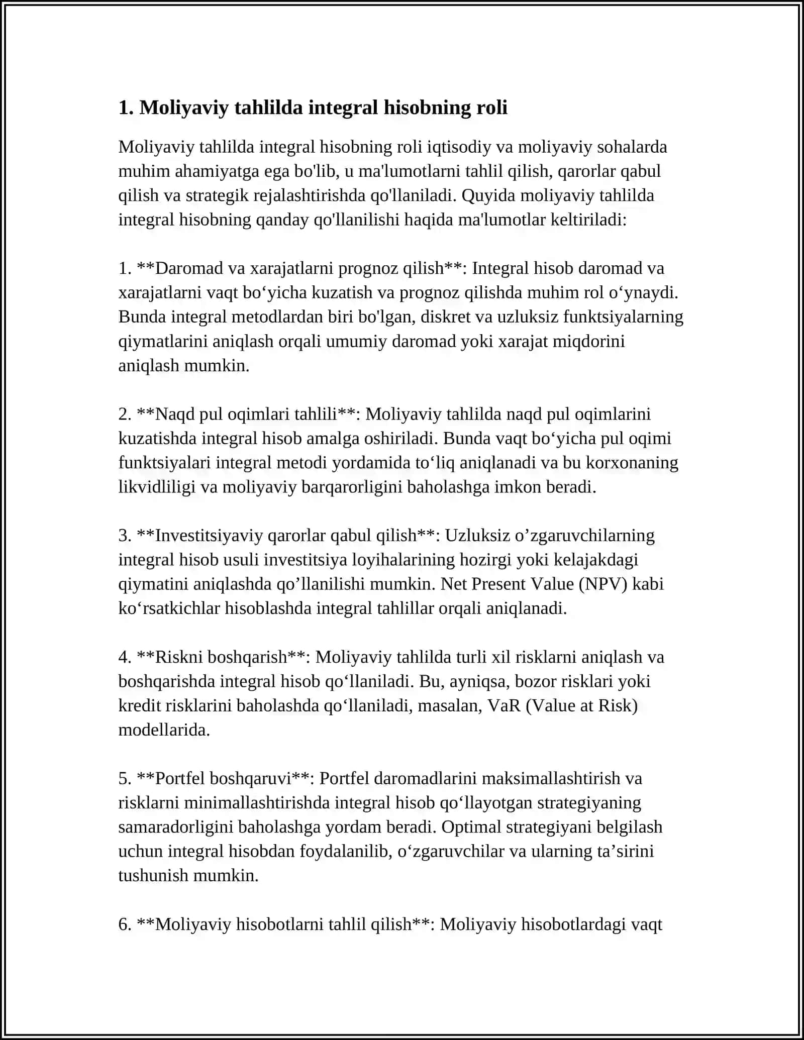 Moliyaviy Tahlilda Integral Hisob Tatbiqlari 3