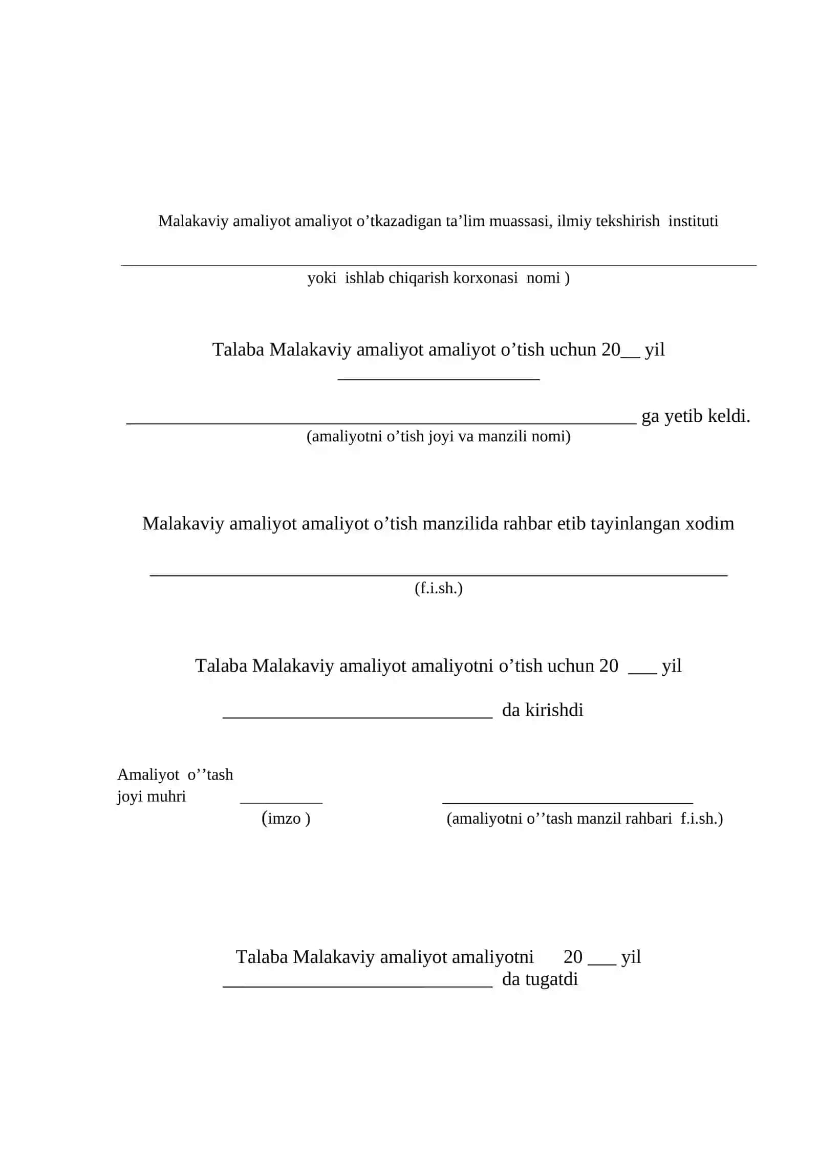 MALAKAVIY AMALIYOT AMALIYOT KUNDALIK – HISOBOTI 3
