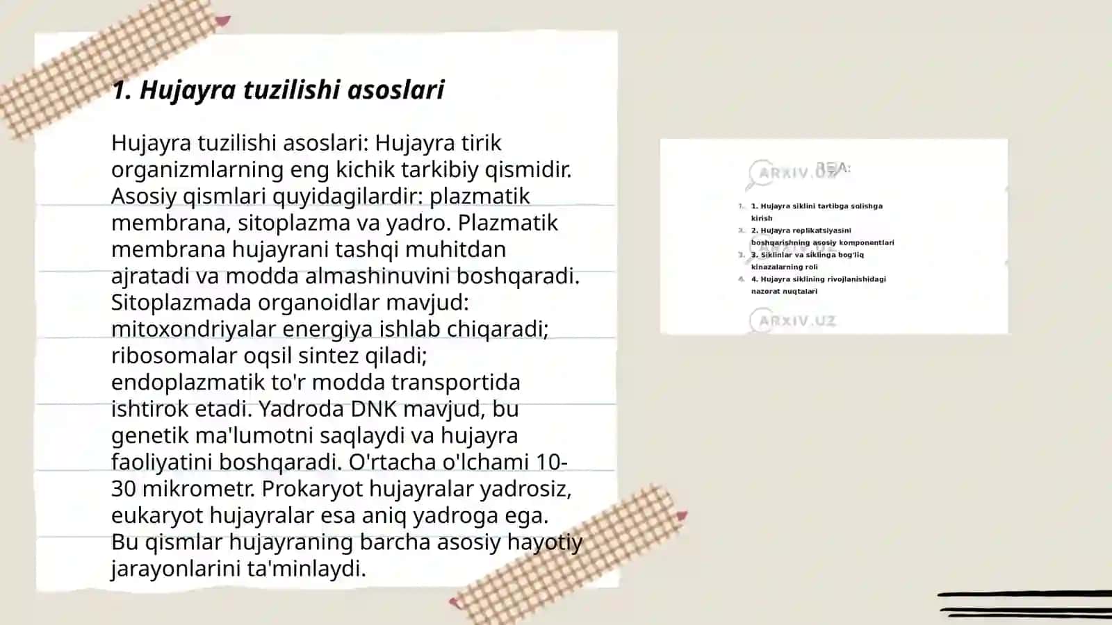 Hujayra tuzilishi asoslari 3