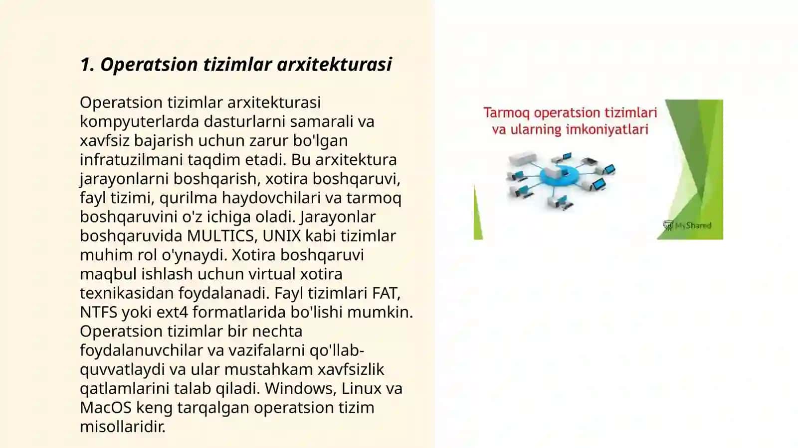 Zamonaviy operatsion tizimlar va qobiq dasturlar 3