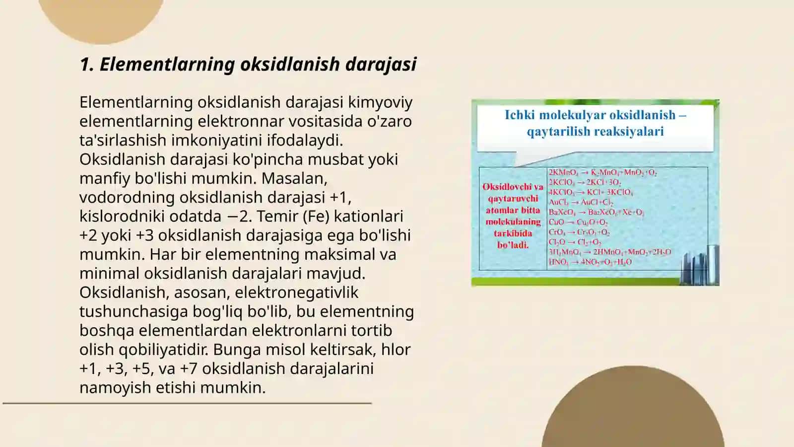 Elementlarning oksidlanish darajasi 3