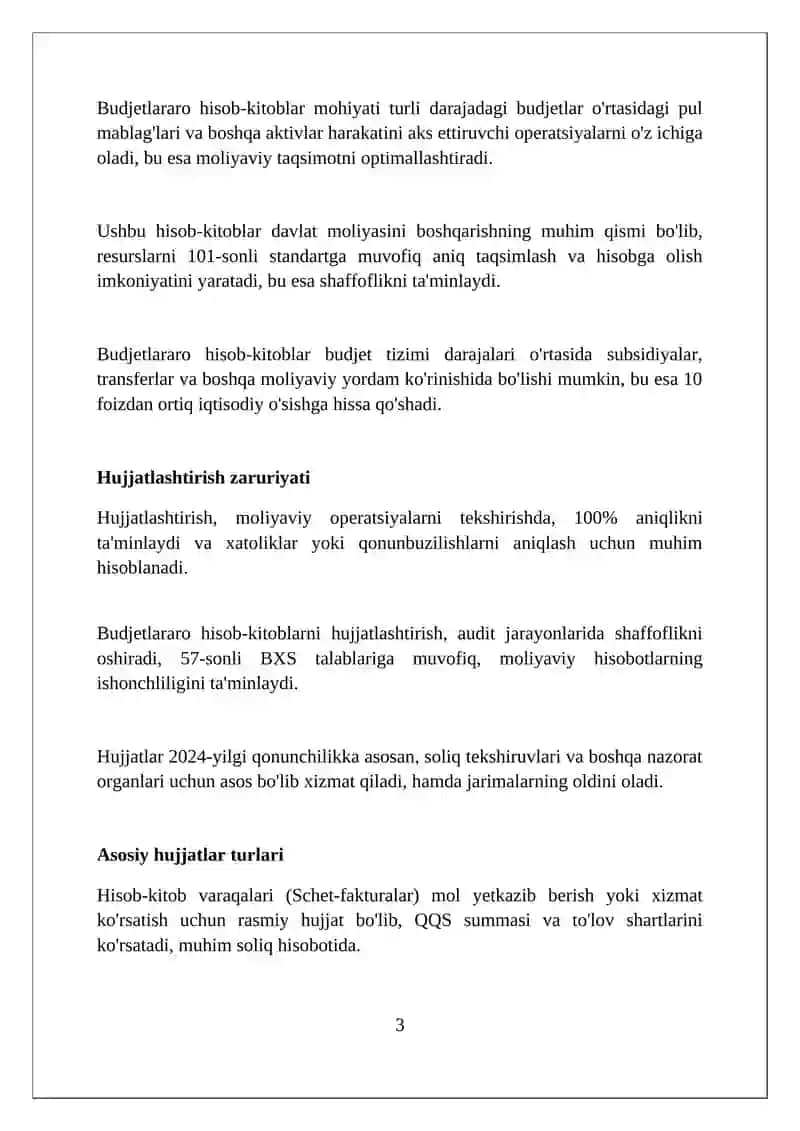 Budjetlararo hisob-kitoblarni hujjatlashtirish va hisob registrlarida aks ettirish 3
