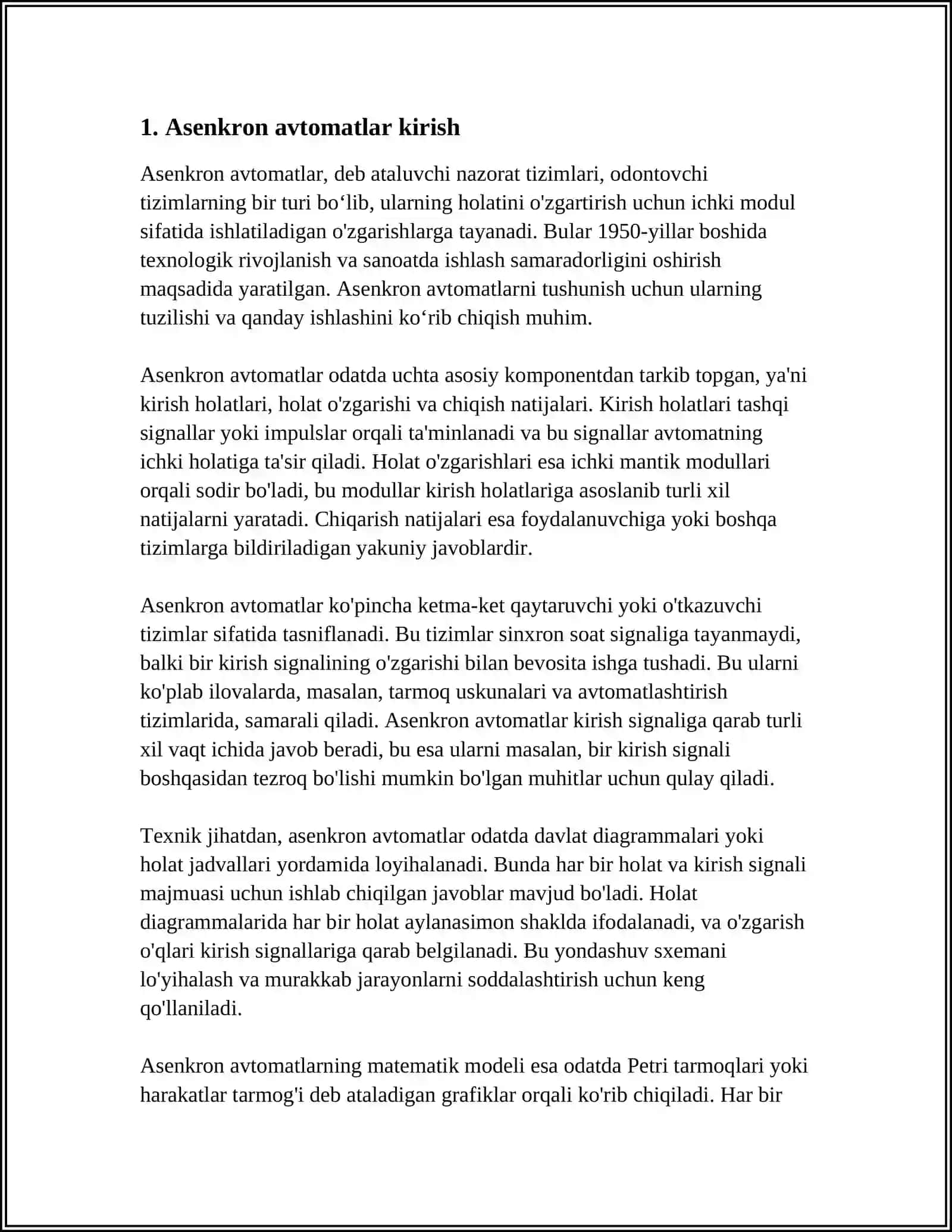 ASINXRON AVTOMATLARNING ŎTISH VA CHIQISH JADVALLARI 3