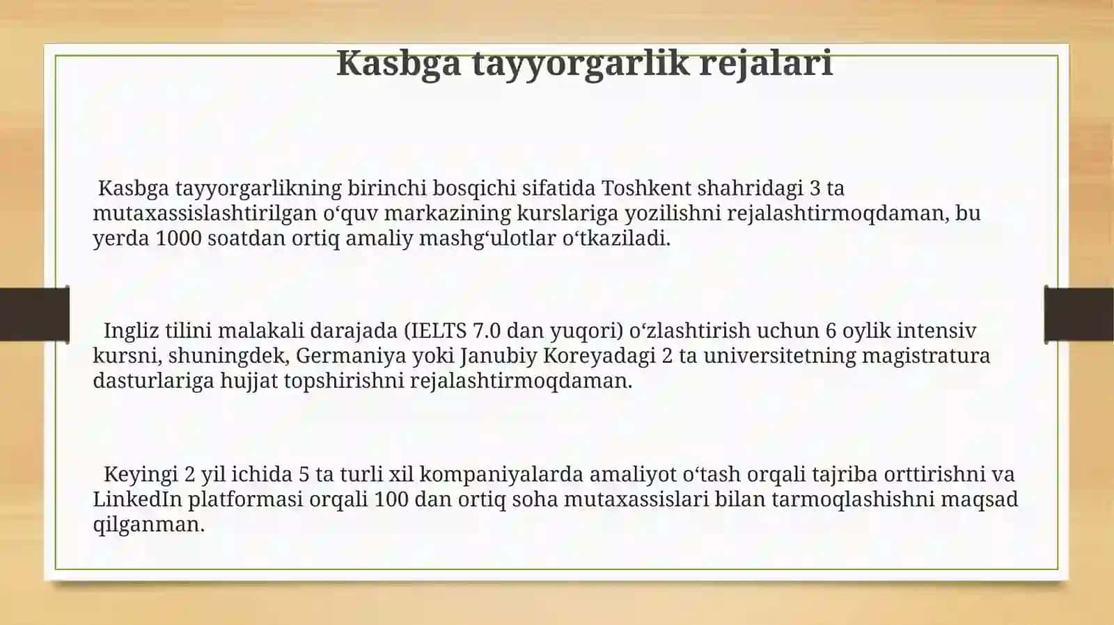 Kasbga tayyorgarlik rejalari 3
