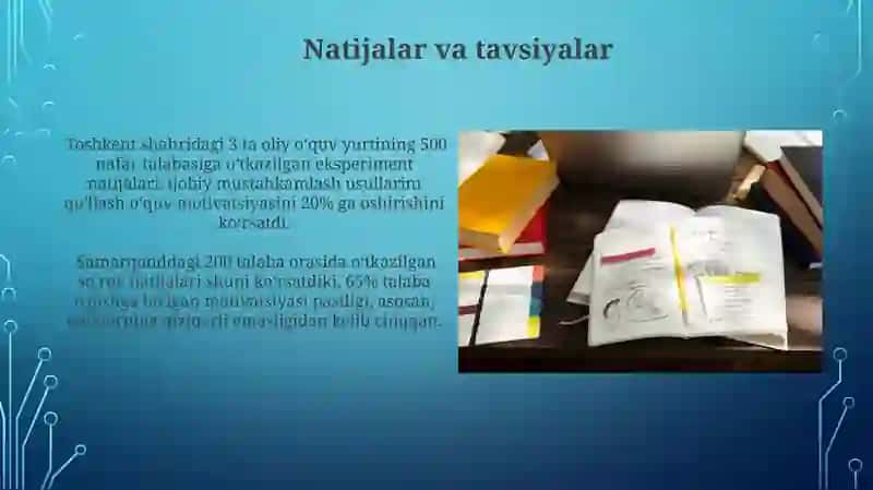 O'quv motivatsiyalari uquvchilarini o'qishga munosabatlarini oʻrganish psixalogik metodikasi 3