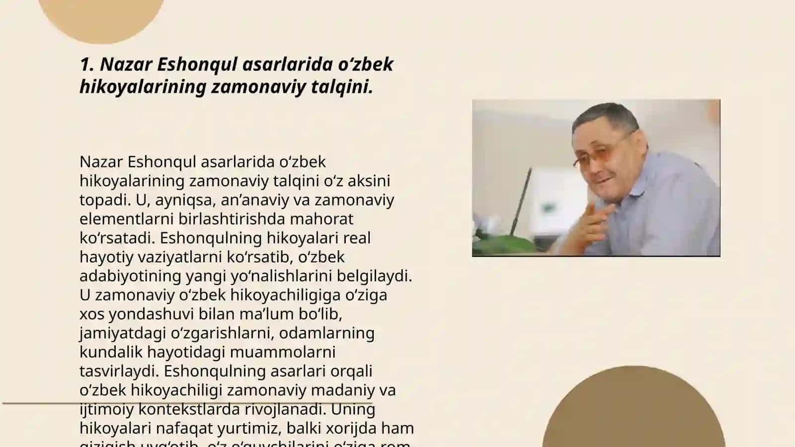 Nazar Eshonqul asarlari asosida O‘zbek nasri hikoyachiligining yangilanish tamoyillari 3