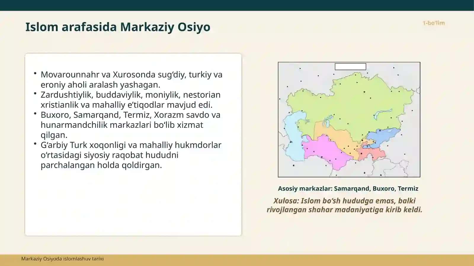 MARKAZIY OSIYOGA ISLOMNING KIRIB KELISHI, ISLOMLASHUV JARAYONLARI 3