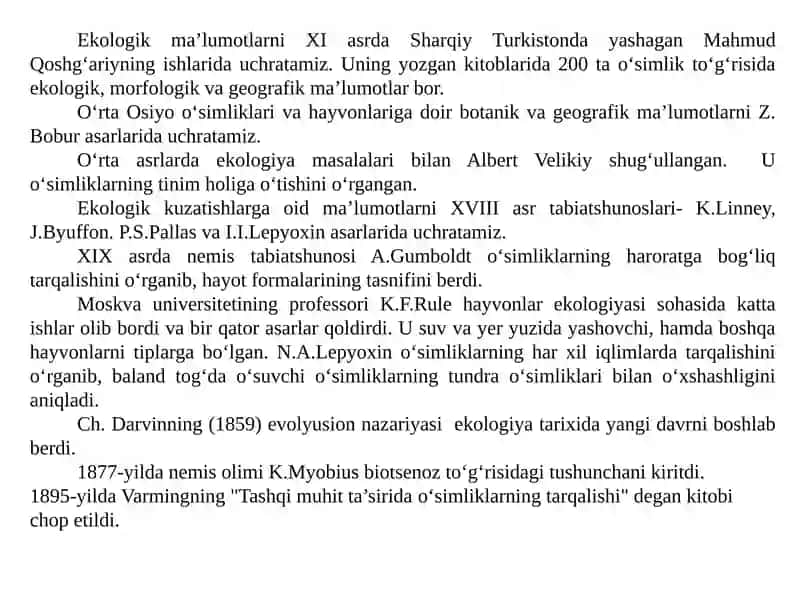 Ekologiya fanining bo‘limlari 3