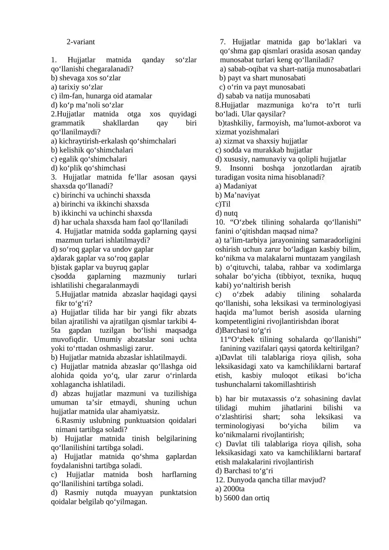 ona tili test 3