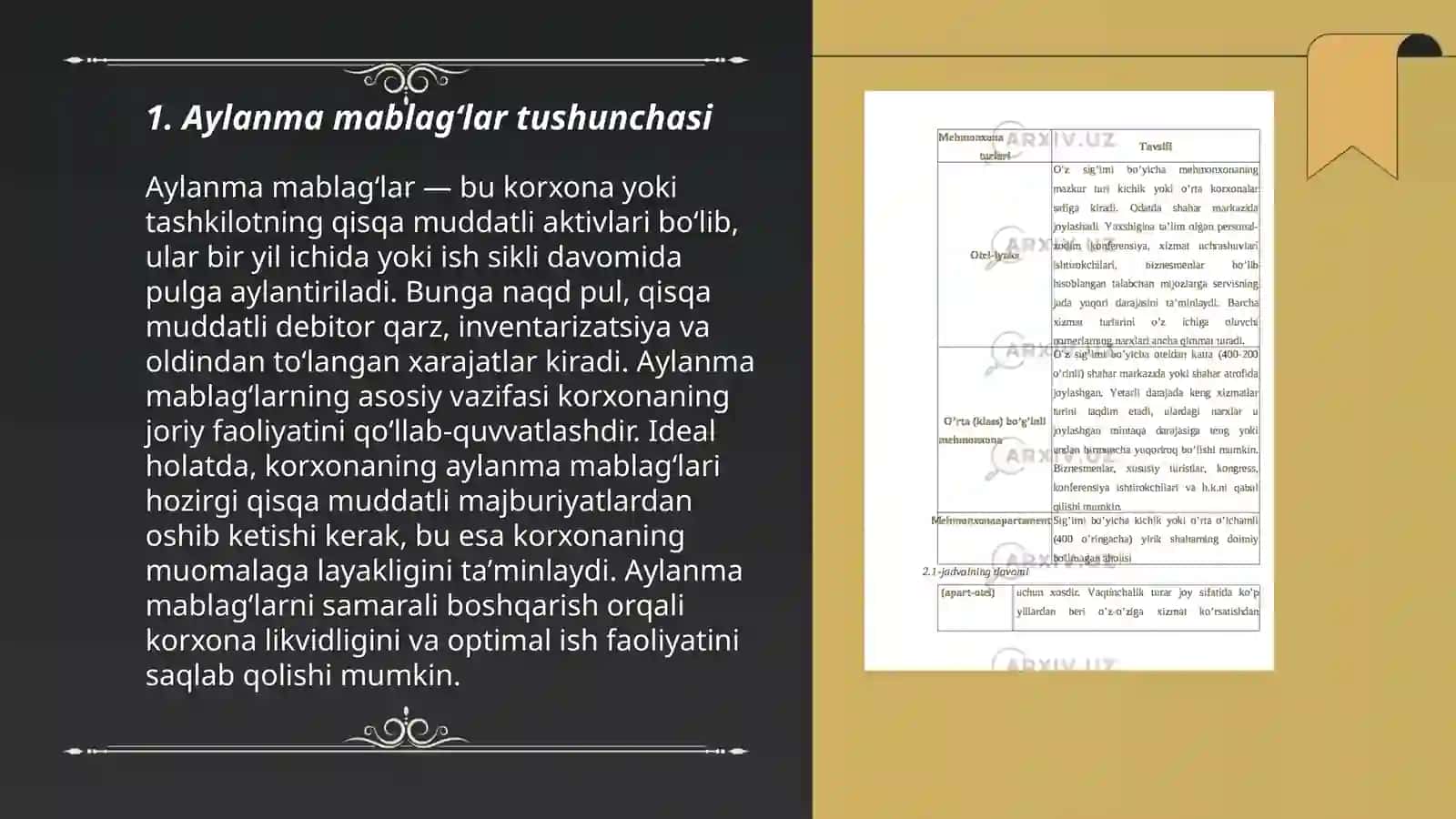 Turizm va mehmonxona korxonalarining aylanma mablagʻlari 3