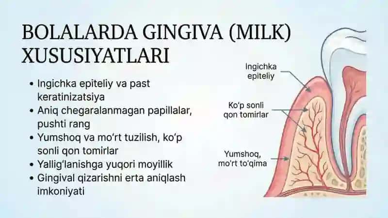 Bolalarda parodont tuzilishining anatomik va fiziologikxususiyatlari. Bolalarda parodont kasalliklar 3