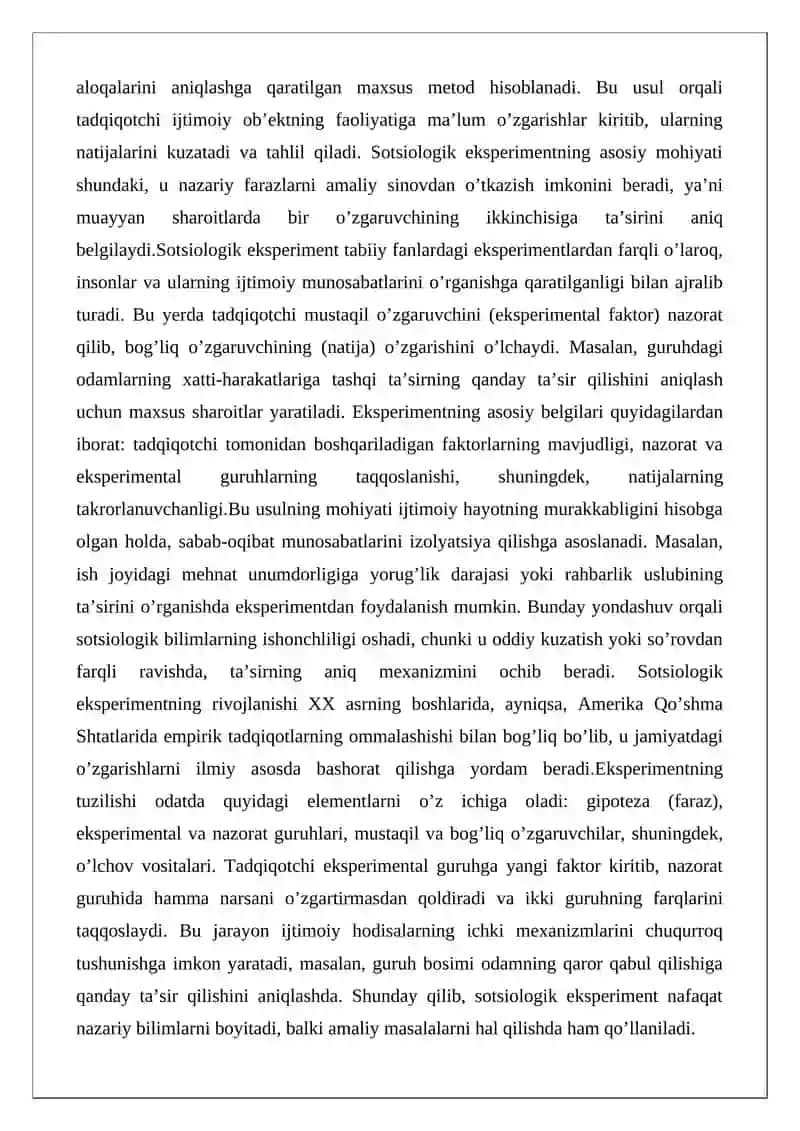 Sotsiologik eksperimentning ahamiyati 3