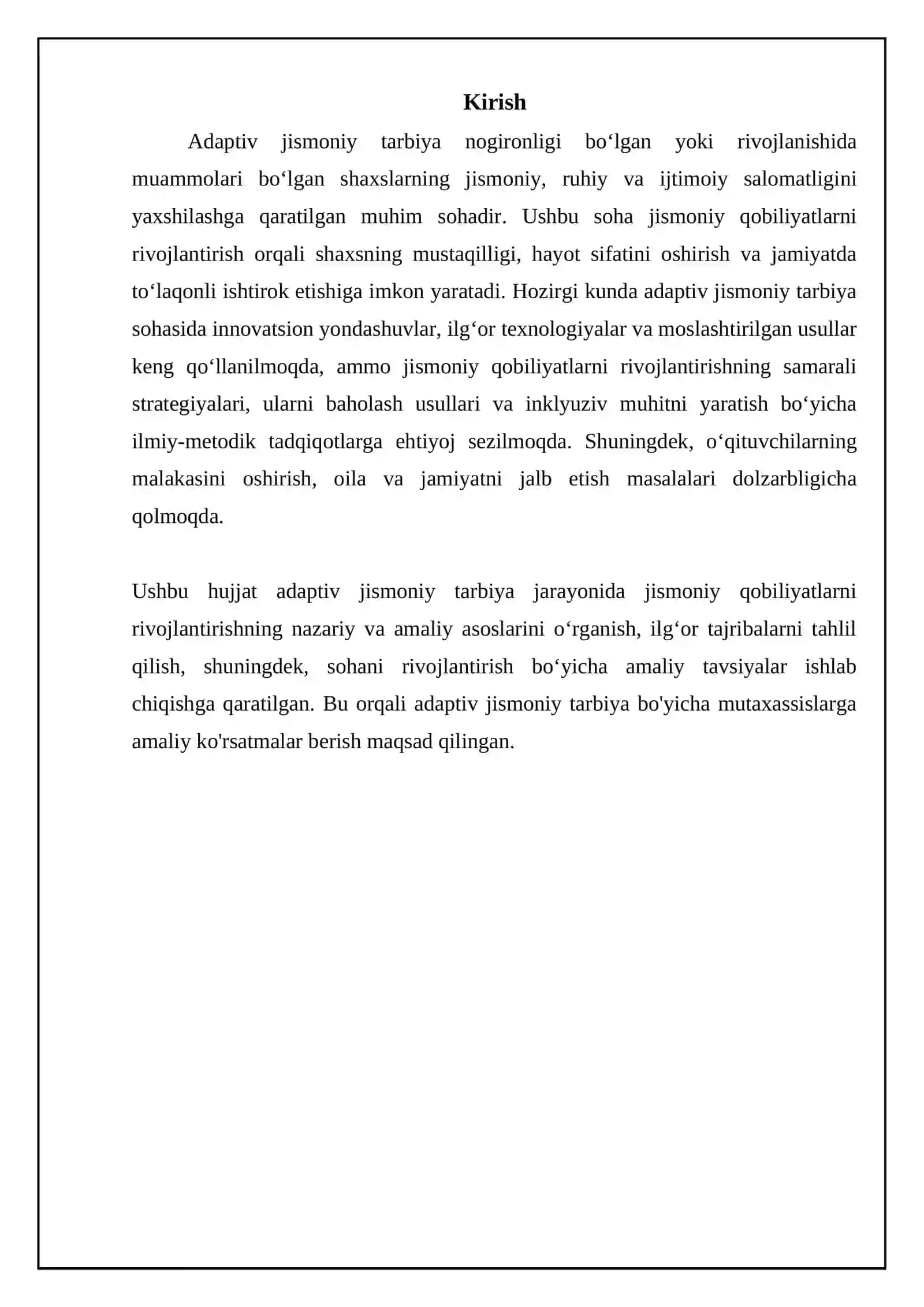 Adaptiv jismoniy tarbiya: Asosiy tushunchalar va baholash 3