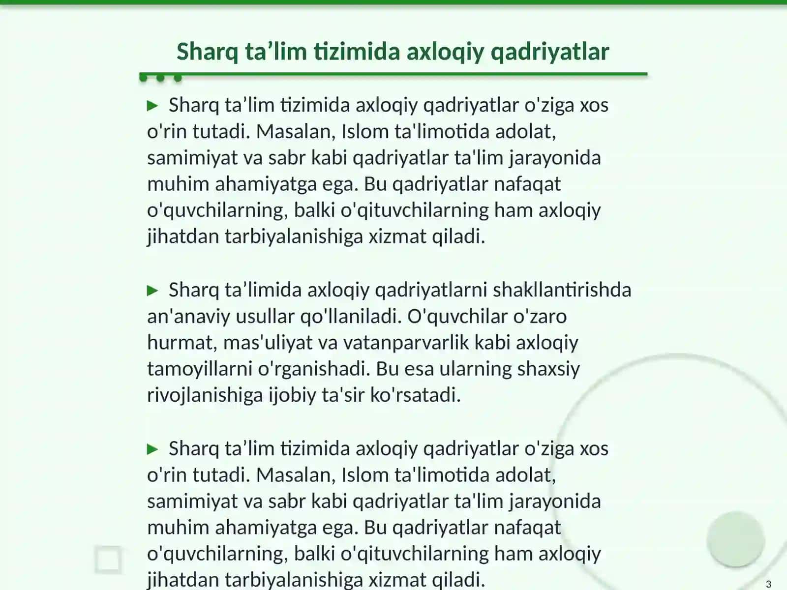 Sharq pedogogik taʼlimotida taʼlimiy-axloqiy qarashlar 3