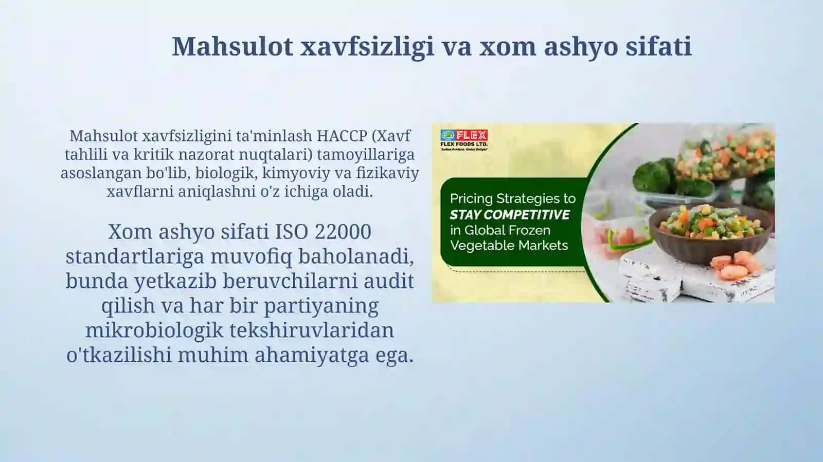 Oziq ovqat sanoatida mahsulot sifati va raqobatbardoshlikni ta'minlash omillari 3