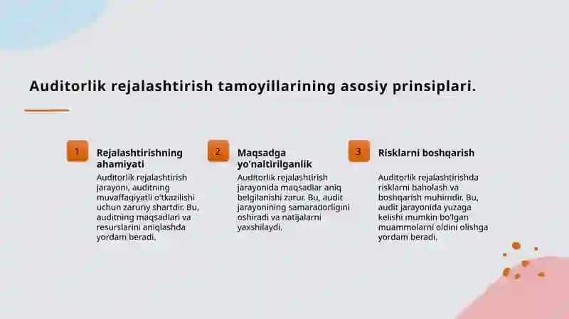 Auditorlik tekshiruvi-nirejalashtirishning tamoyillari va bosqichlari 3