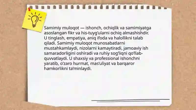 Samimiy muloqotlar va munosabatlar 3