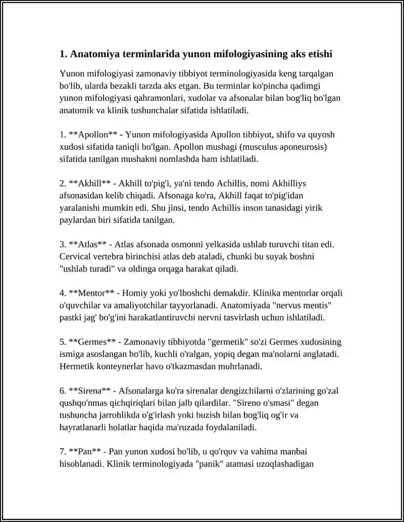 TIBBIYOT TERMINLAR NOMLARIDAN ANTIK MIFOLOGIYA VA QADIMGI XALQLAR XAYOTINING AKS ETISHI 3
