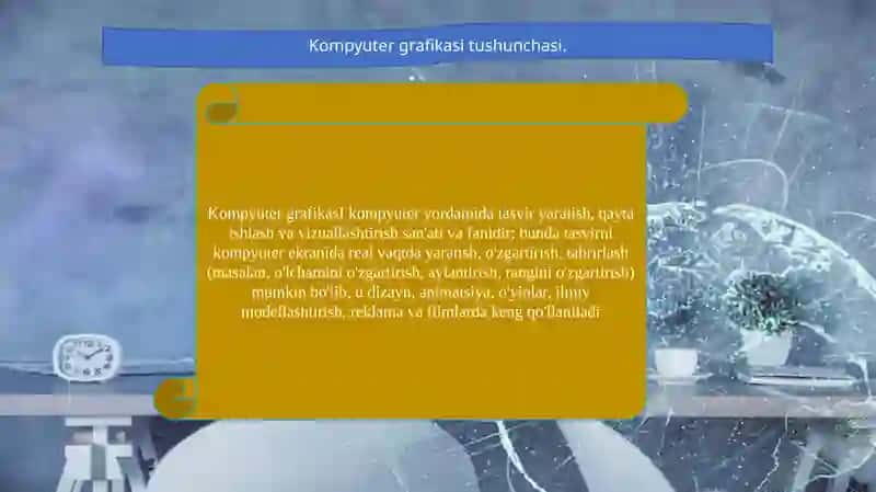 KOMYUTER GRAFIKASI VA UNING TURLARI. RASTRLI GRAFIKA. RASTRLI GRAFIKA TURLARI.VEKTORLI GRAFIKA.VEKTORLI GRAFIKA DASTURLARI. FRAKTAL GRAFIKA. FRAKTAL GRAFIKA DASTURLARI 3