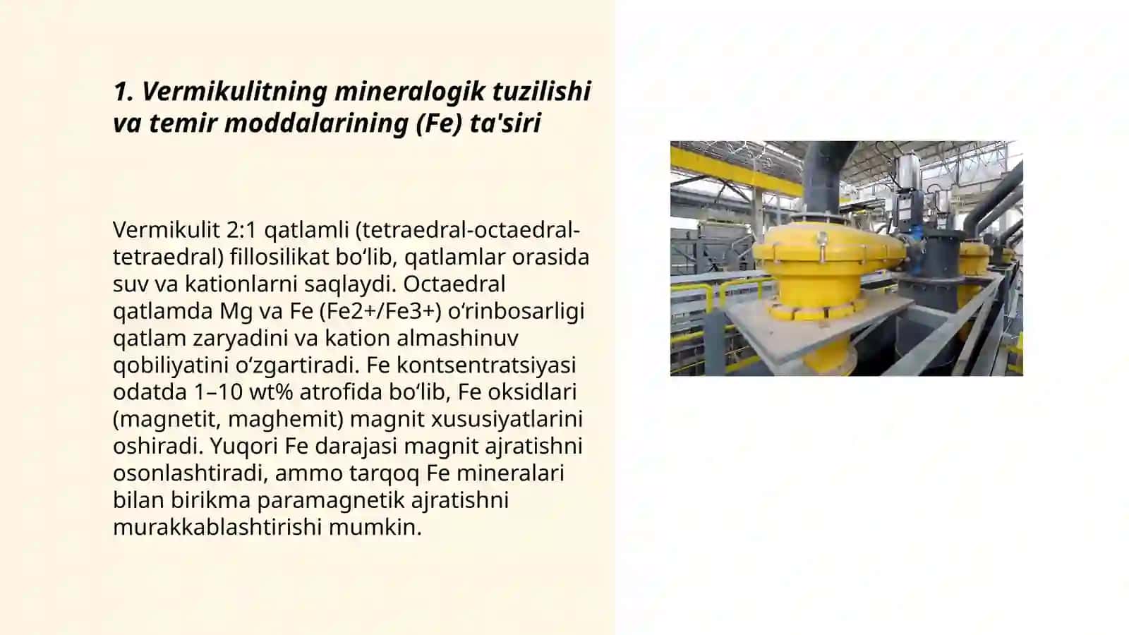 Vermikulitni magnit usulida boyitish texnologiyasi to'g'risida ma'lumotlar 3