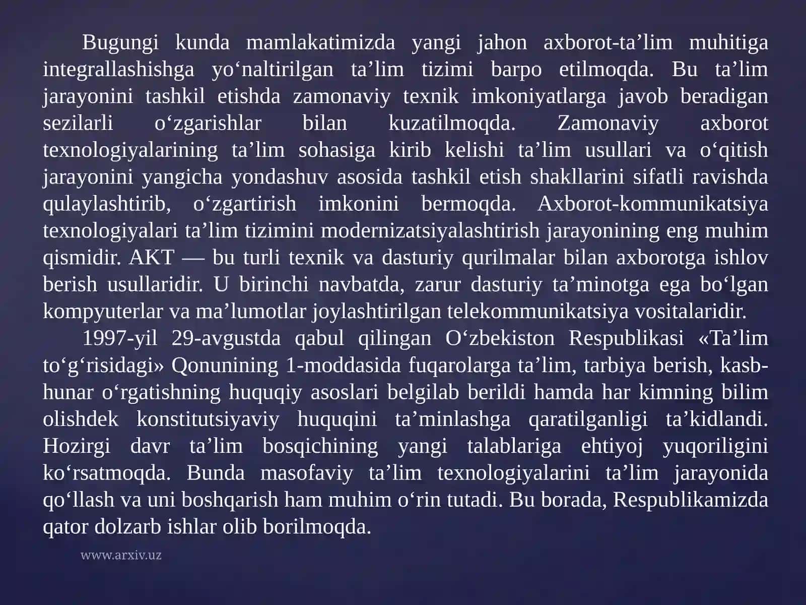 Ta`lim tizimida zamonaviy axborot materiallari 3