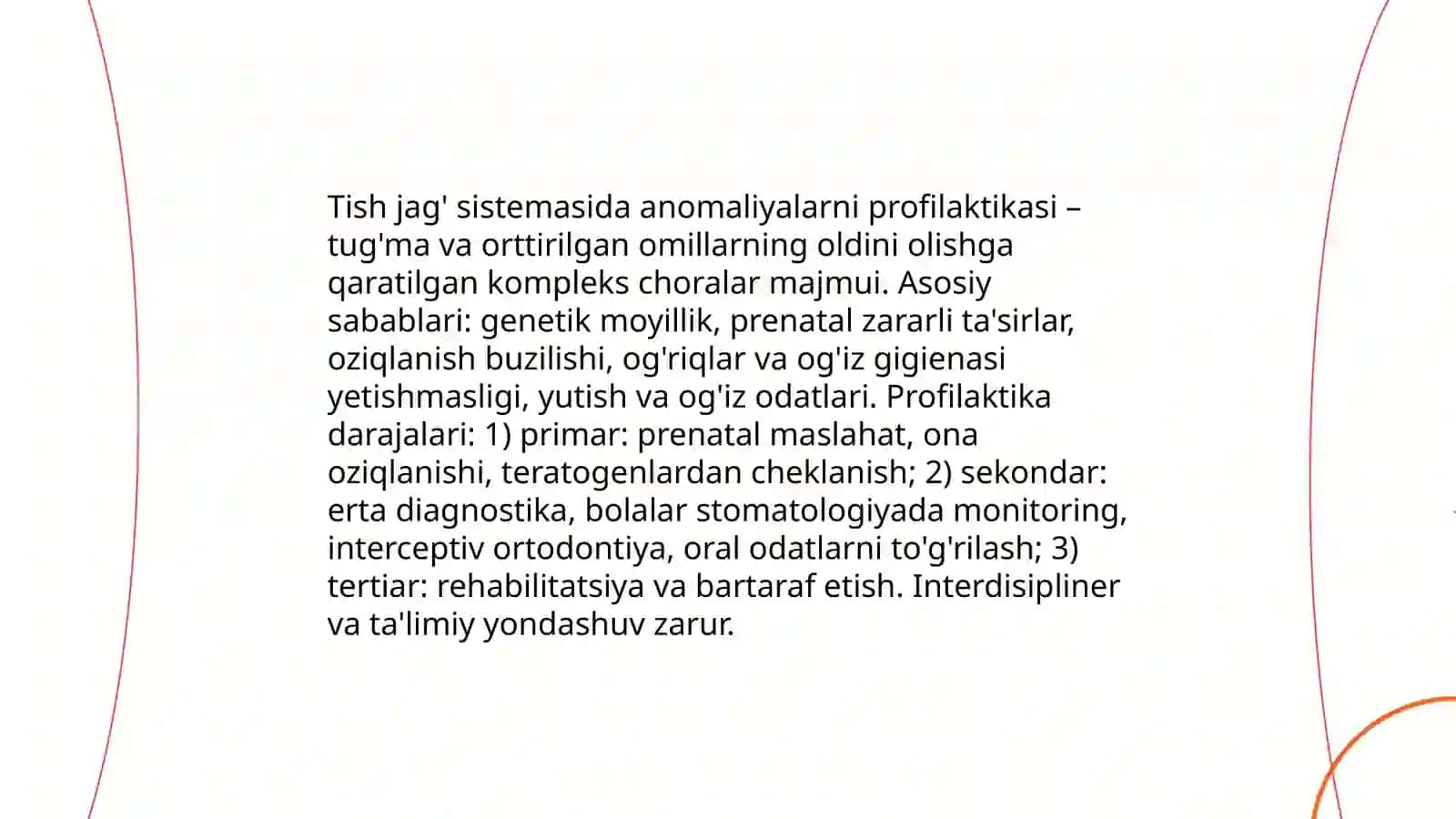 Tish jag'-systematic anomalies va deformatsiyasi profilaktikasi 3
